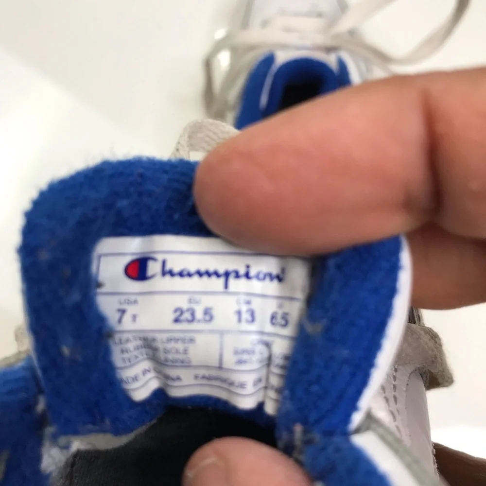 Kids White and Blue Sneakers - Champion Style